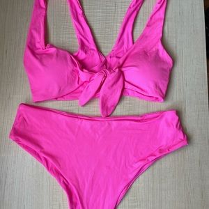 Ribbed tie front bikini set